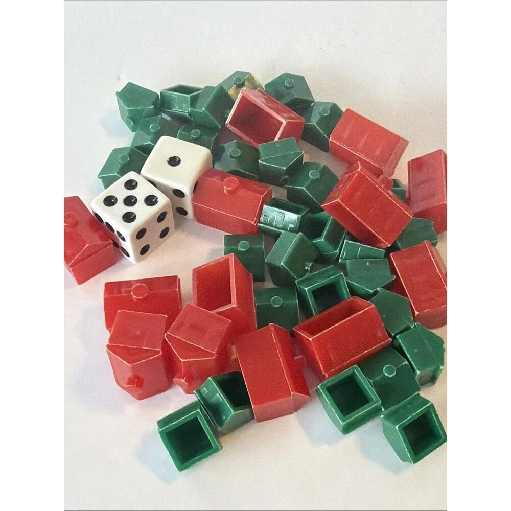Monopoly Game Replacement Parts Hotels and Houses and Dice
